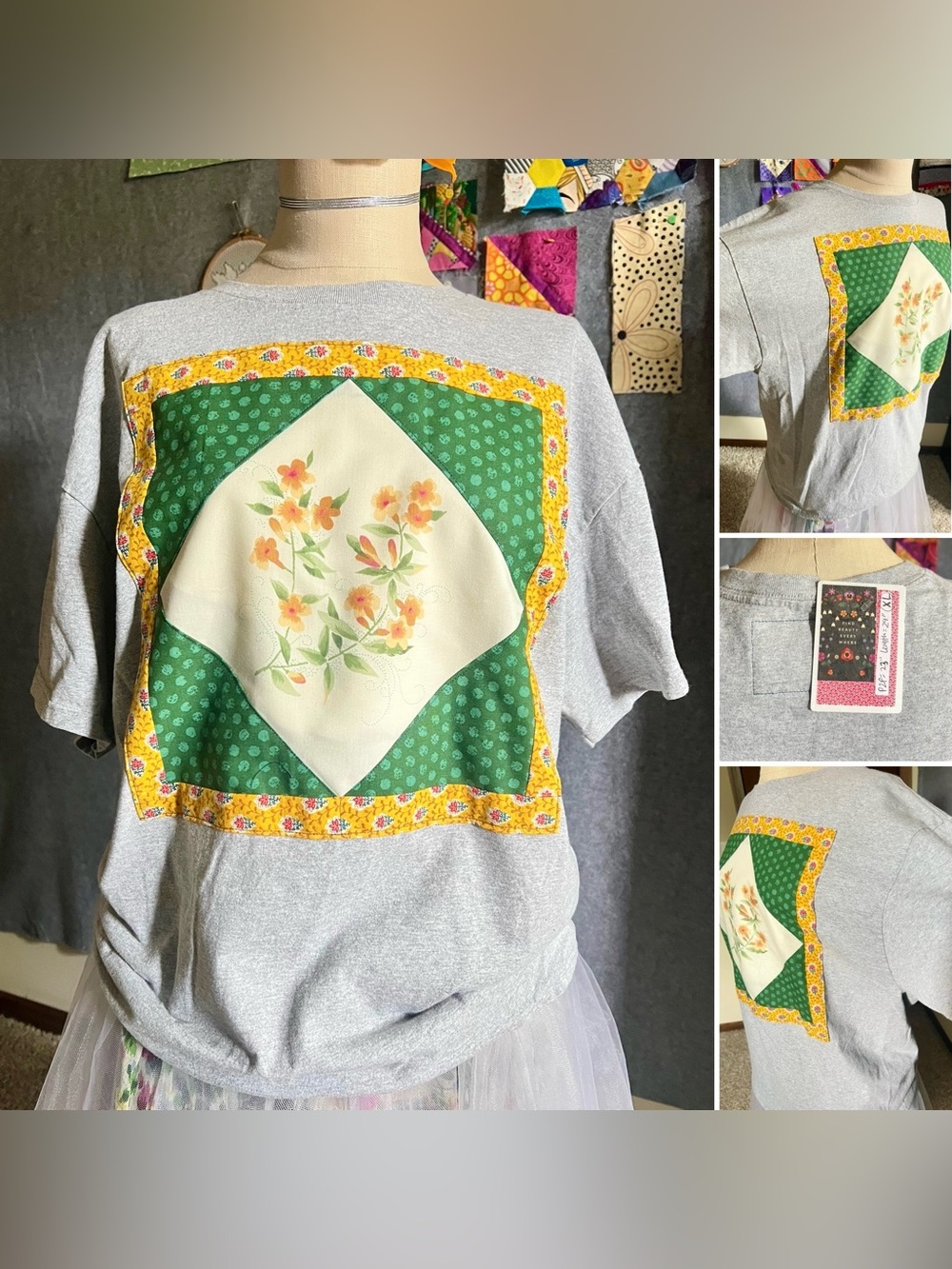 Quilty Tee - Botanical Yellow Flowers
